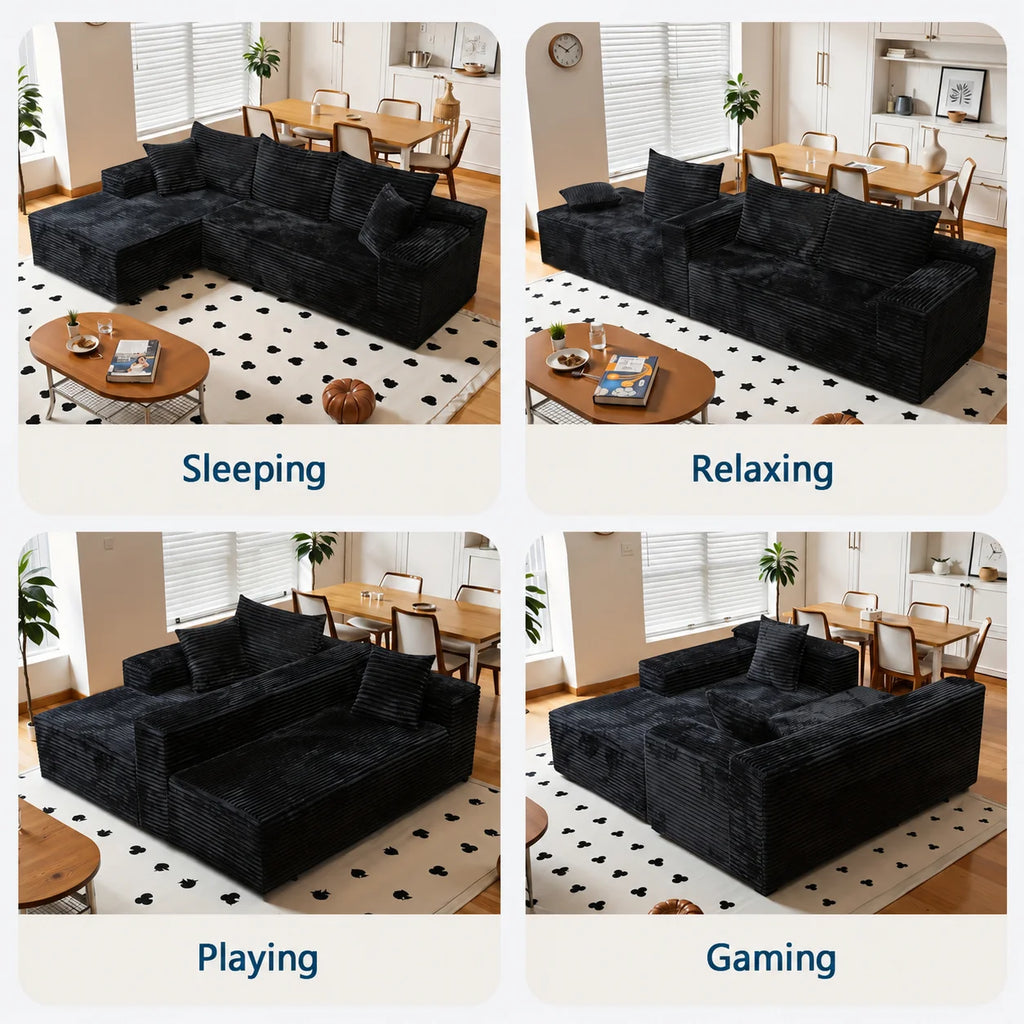 Reed | Ribbed Chaise Sofa