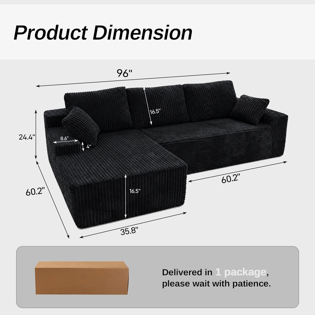 Reed | Ribbed Chaise Sofa